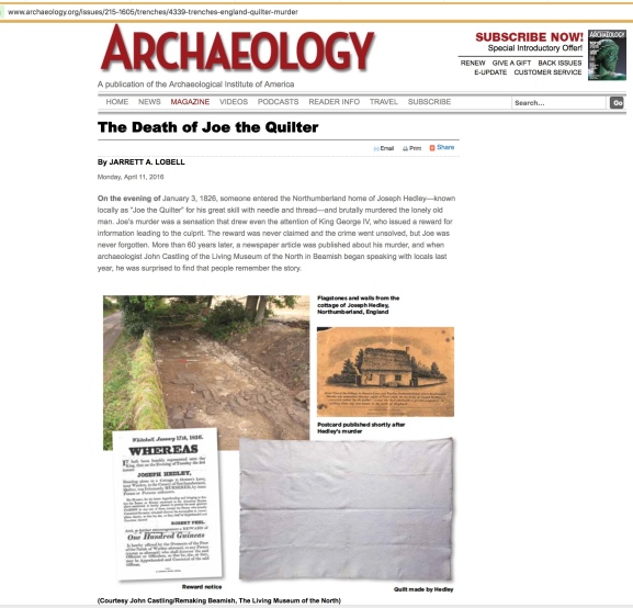 Archaeology magazine, The Death of Joe the Quilter